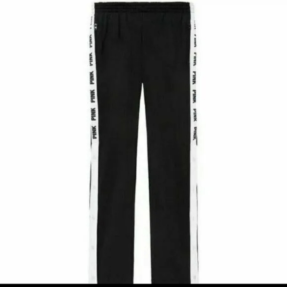 NWT Victoria's Secret Pink Open Snap Leg Boyfriend Track Pants, XS - Picture 2 of 5
